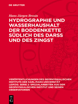 cover image of Hydrographie und Wasserhaushalt der Boddenkette südlich des Darß und des Zingst